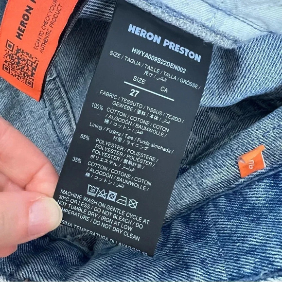 Heron Preston Distressed Effect Jeans Mens Straight Leg Ripped Size 27 - Picture 11 of 14